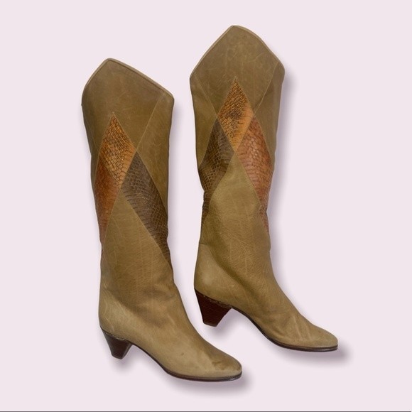Shoes - Italian 20” Knee High Leather Boots, Size 38 1/2.